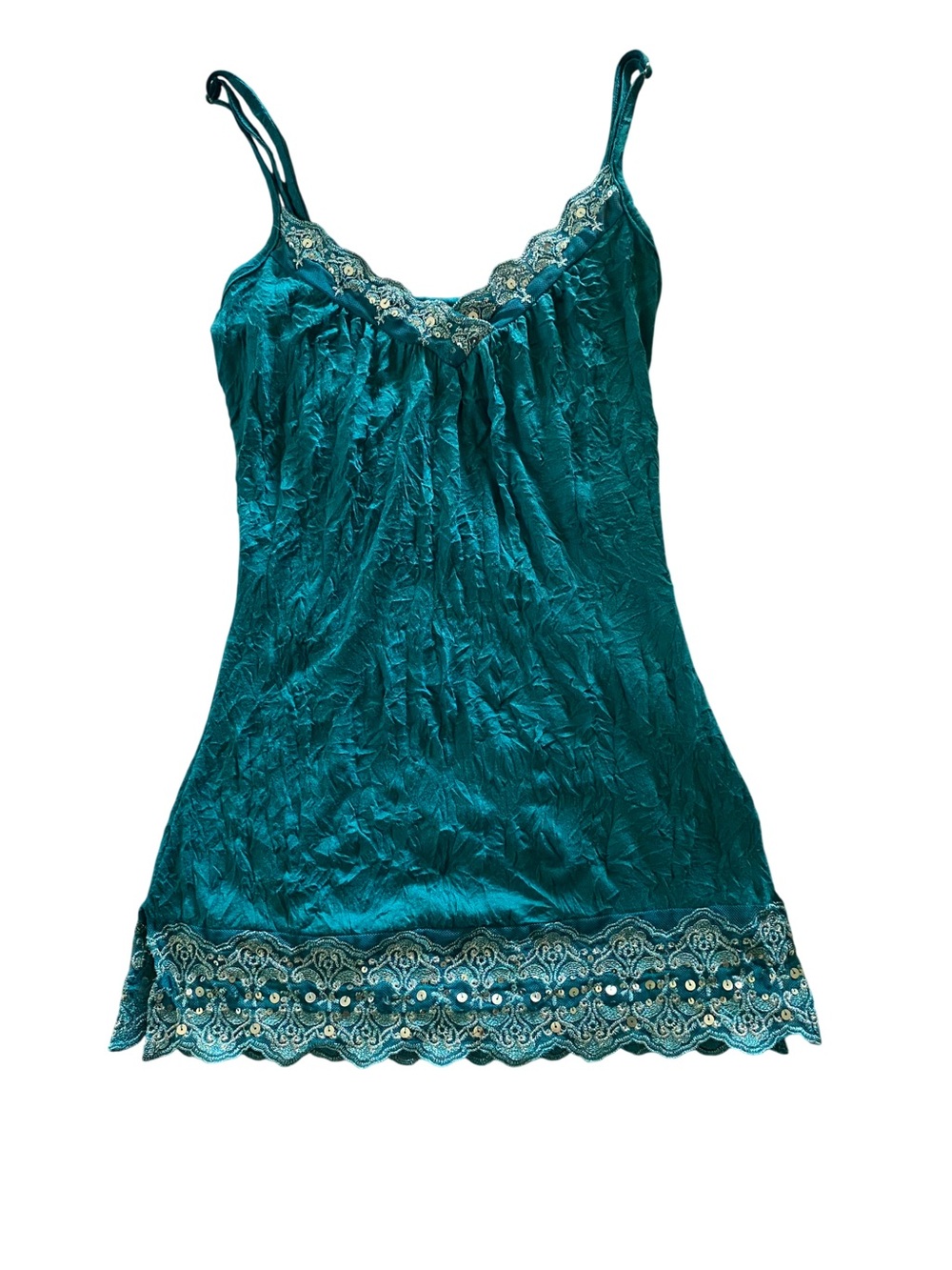 Vintage Y2K Fairy Top Cami Embroidered Sequin Whimsigoth Fairycore Crinkle Bling